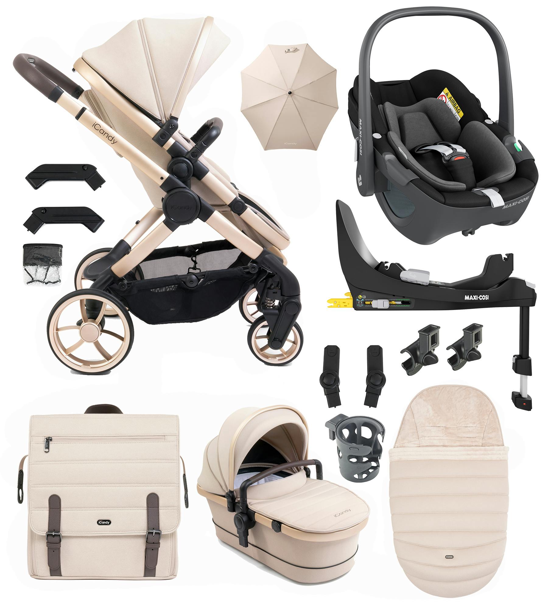 iCandy Peach 7 Travel System with Pebble 360 & Base - Biscotti