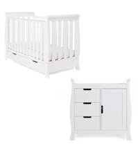 Obaby Stamford Mini Sleigh 2 Piece Nursery Furniture Set - White