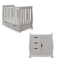 Obaby Stamford Mini Sleigh 2 Piece Nursery Furniture Set - Warm Grey