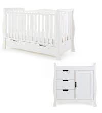 Obaby Stamford Luxe Sleigh 2 Piece Nursery Furniture Set - White