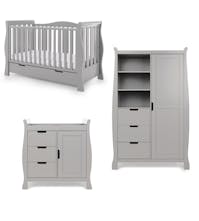 Obaby Stamford Luxe Sleigh 3 Piece Nursery Furniture Set - Warm Grey