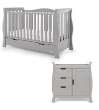Obaby Stamford Luxe Sleigh 2 Piece Nursery Furniture Set - Warm Grey