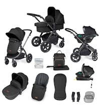 Ickle bubba Stomp Luxe All-in-One I-Size Travel System With Isofix Base - Black Chassis