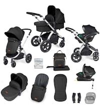 Ickle bubba Stomp Luxe All-in-One I-Size Travel System With Isofix Base - Silver Chassis