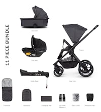 Venicci Tinum Edge 3 in 1 Pushchair with Engo Car Seat & Base - Charcoal