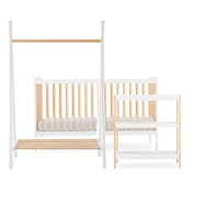 CuddleCo 3 Piece Nursery Set with Cot Bed, Changer & Clothes Rail - Nola White Natural